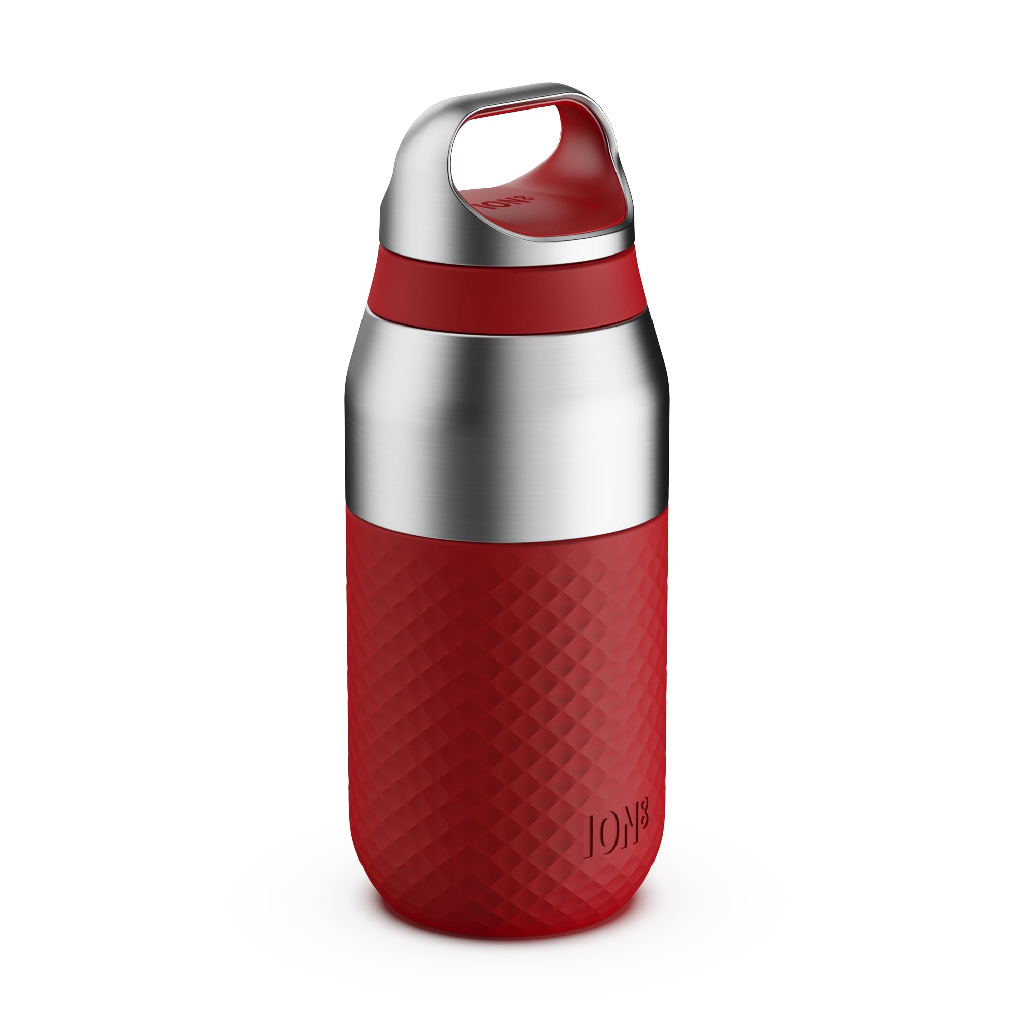 ION8 Primo ROAM Insulated Water Bottle 320ml (11oz) – Leakproof Stainless Steel, Ceramic Coating, Vacuum Insulated for Hot & Cold Drinks, Dishwasher Safe, Red
