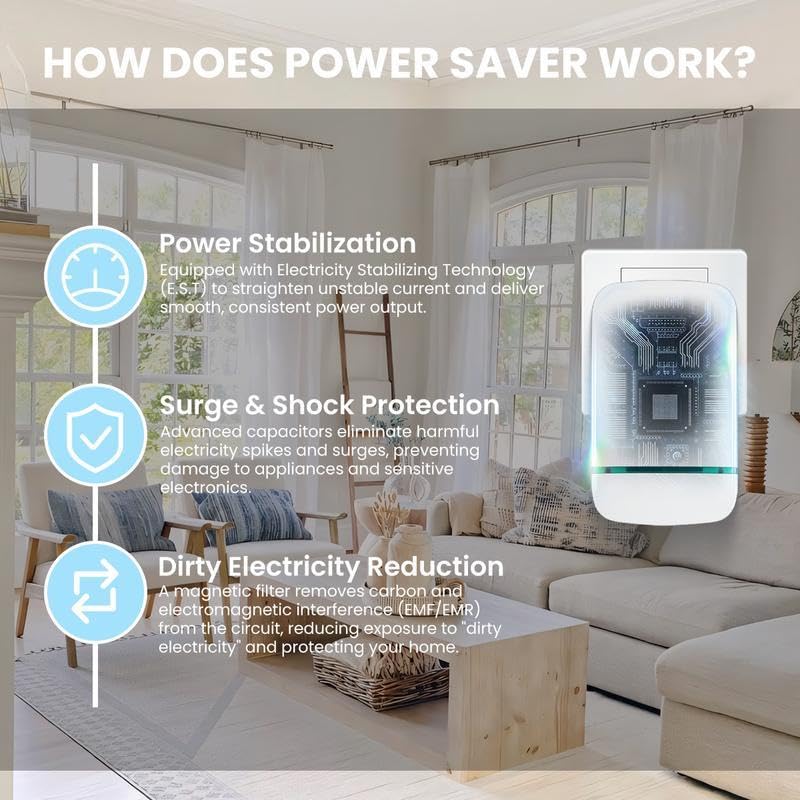 Stop Watt Device Plug-in for Home,Energy Savings Device,Power Efficiency,Smart Power Saver Plug with Voltage Stabilizer Protector, Smart & Office US 90V-250V 30KW — view 6