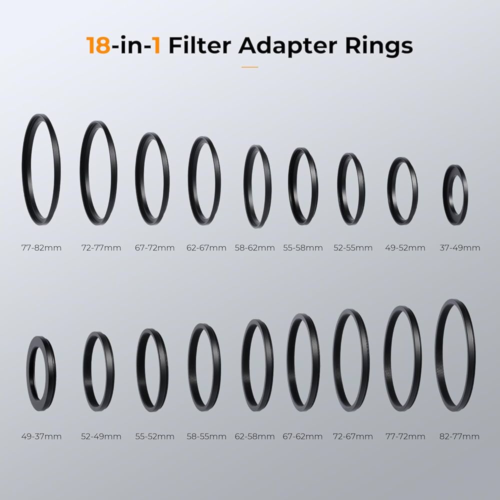 Amazon.com : K&F Concept 18 Pieces Filter Ring Adapter Set