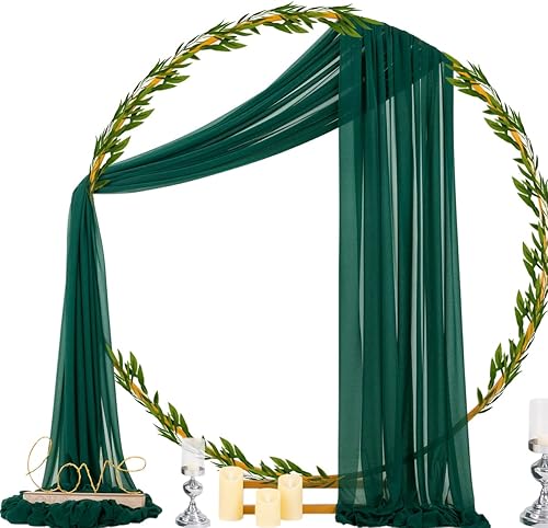Miniatura 2 de Socomi Tela de Cortinaje para Arco de Boda 29" x 20 Pies 1 Panel Verde Esmeralda Transparente Cortina para Exteriores Extralargas para Nupcial Baby