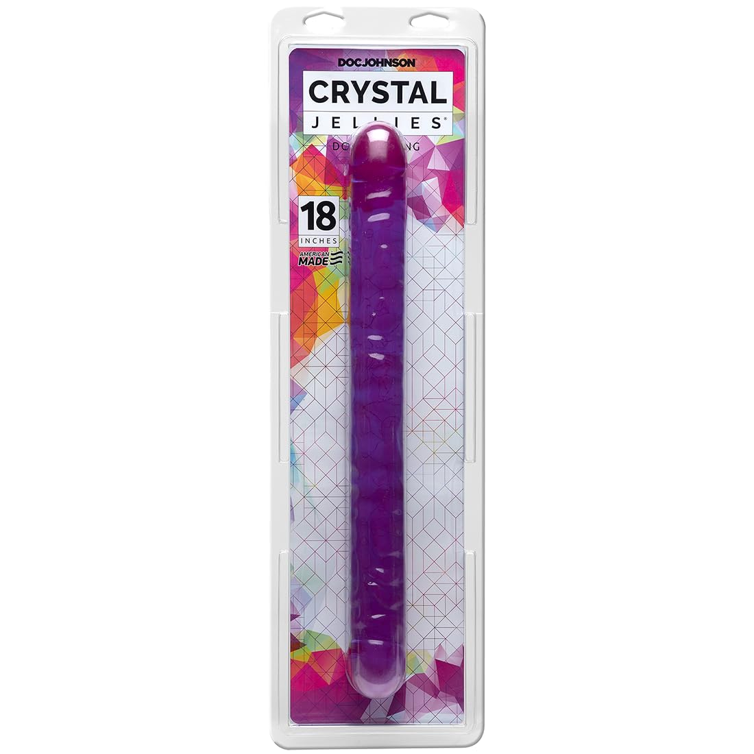 Doc Johnson Crystal Jellies - Double Dong -18 Inch - 1.8 Inches Wide - Double Sided Dildo - Proudly Made In America - Purple: Veined Purple