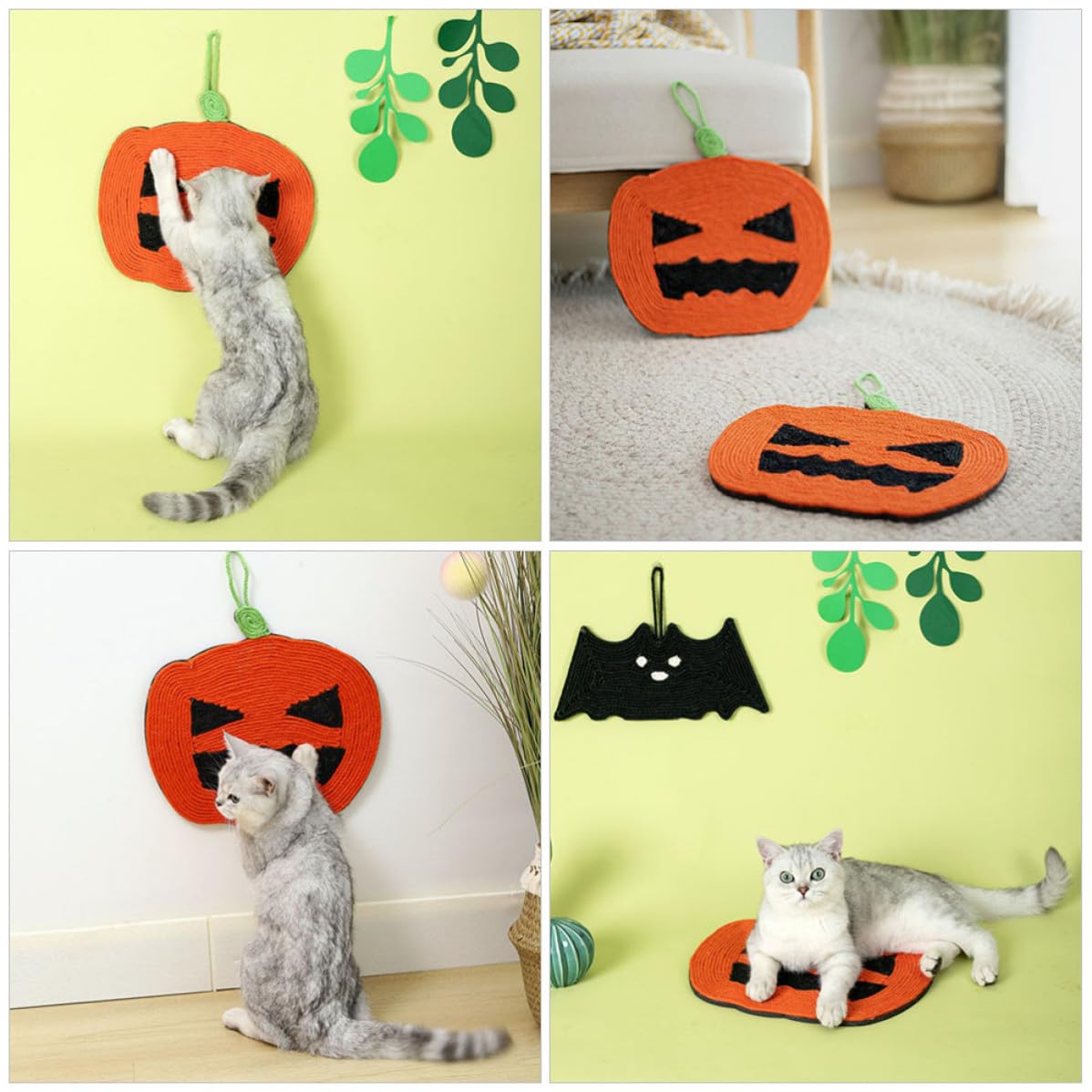 4 Pièces Griffoir pour Chat d'halloween en Sisal, Chaton Maison