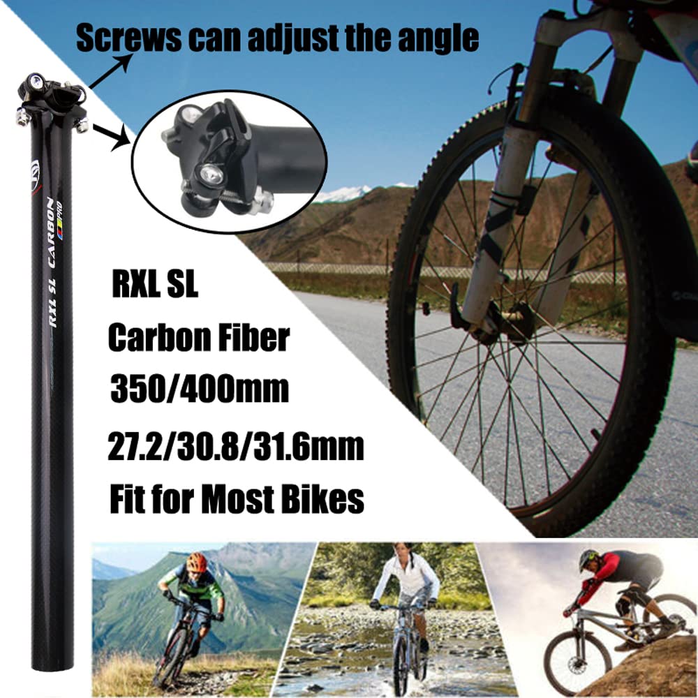 RXL SL Tige de Selle VTT 27.2/30.8/31.6mm 3K Brillant/Mat Fibre de Carbone+Alliage d'aluminium Tige de Selle Carbone Velo Route