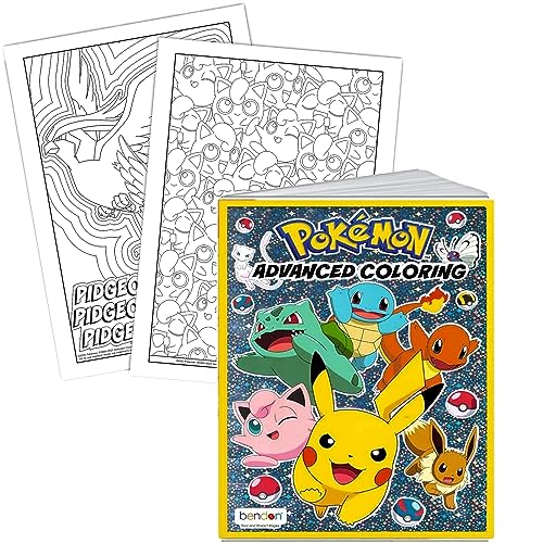 Image of Bendon Pokemon Advanced Coloring and Stickers Activity Set with Pokeman Advanced Coloring Book, Sticker Book, Pokeman Reward Stickers, 2-Sided Door Hanger
