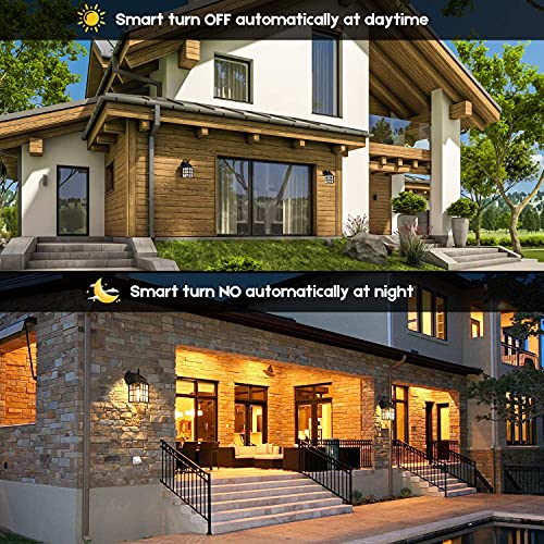 2-Pack Dusk to Dawn Outdoor Wall Lantern, Exterior Light Fixtures Wall Mount with Photocell Sensor, Black Wall Light Waterproof, Waterfall Glass Outside Wall Sconce for Porch House Garage - Image 3