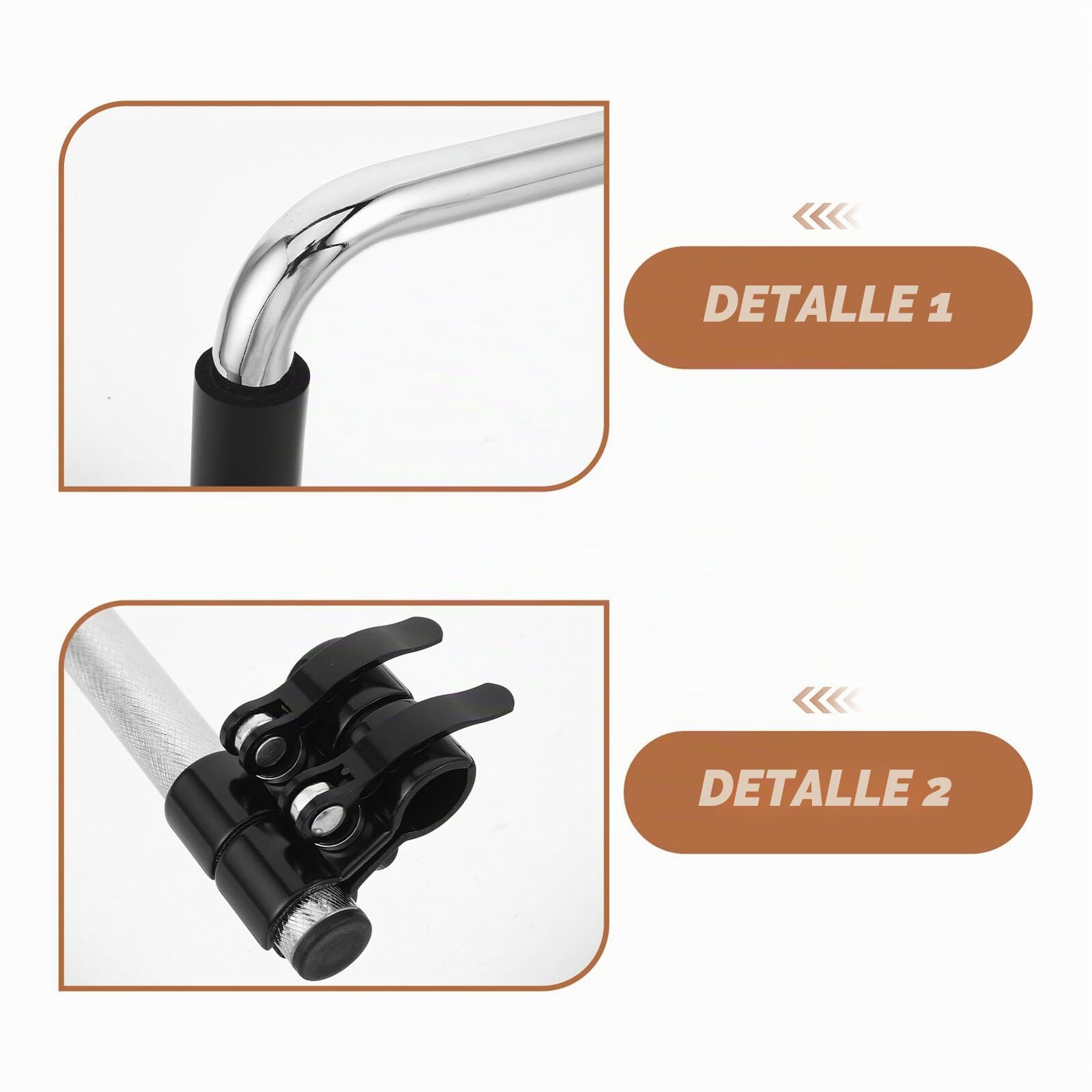 Anneome 2 unidades de acero inoxidable para silla de ruedas, alargador de mango ligero y estable para adultos con cierre rápido, ergonómico, para personas mayores, accesorios para sillas de transporte