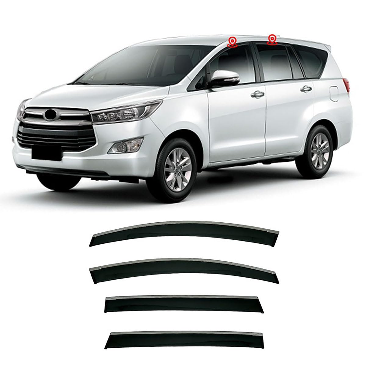 4 Pcs Car Side Wind Deflectors, Compatible with Toyota INNOVA 2016-2022+, Car Windows Rain Wind Visor Deflector Guard Car Accessories