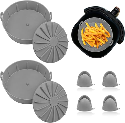 Miniatura 1 de Paquete de 8 forros de silicona para freidora de aire reutilizables de 63 pulgadas para freidora de aire de silicona para freidora de aire de 2 a 5