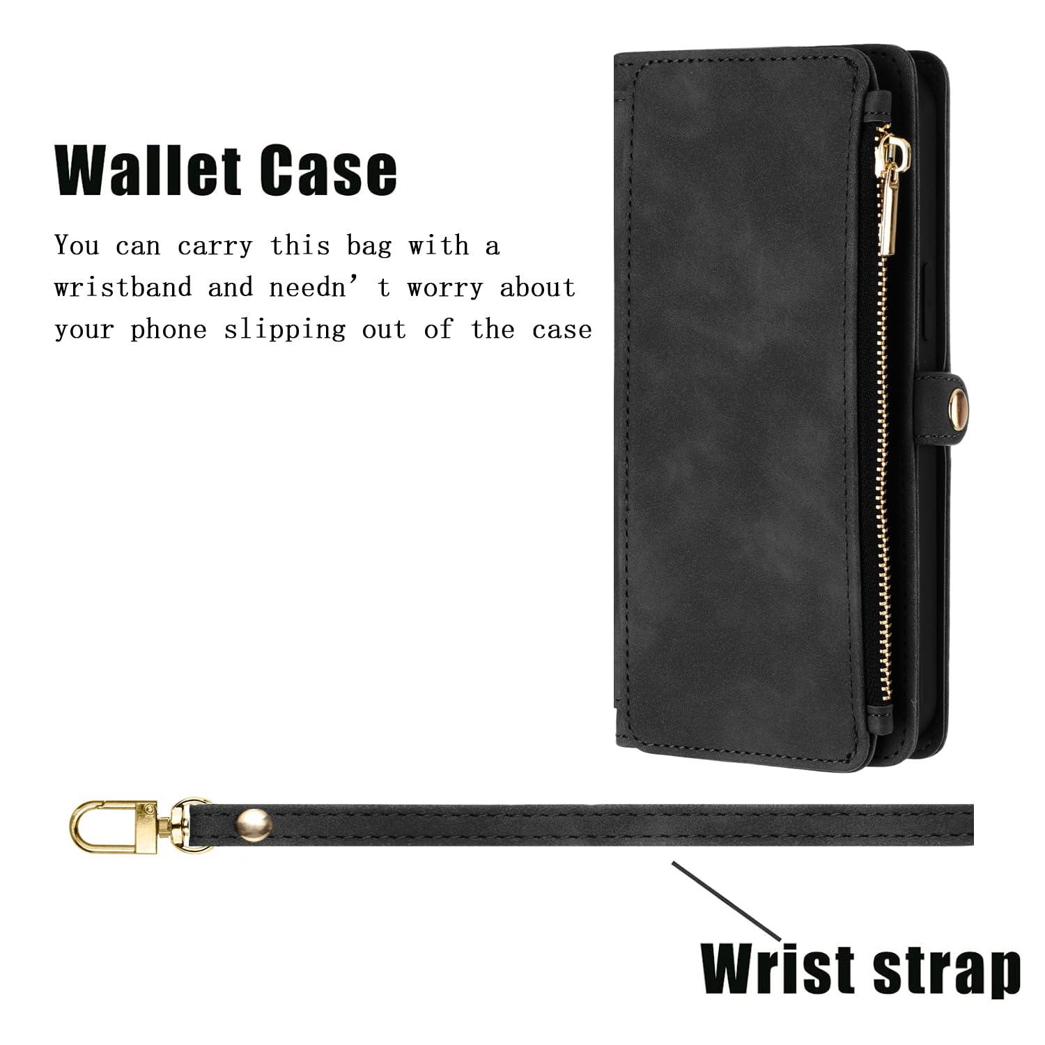 Asuwish Funda De Teléfono Para Google Pixel 6 Funda Tipo Cartera Con Protector De Pantalla De Vidrio Templado Y Correa Cruzada Para La Muñeca De Cuero Con Cremallera Para Tarjetas De Crédito
