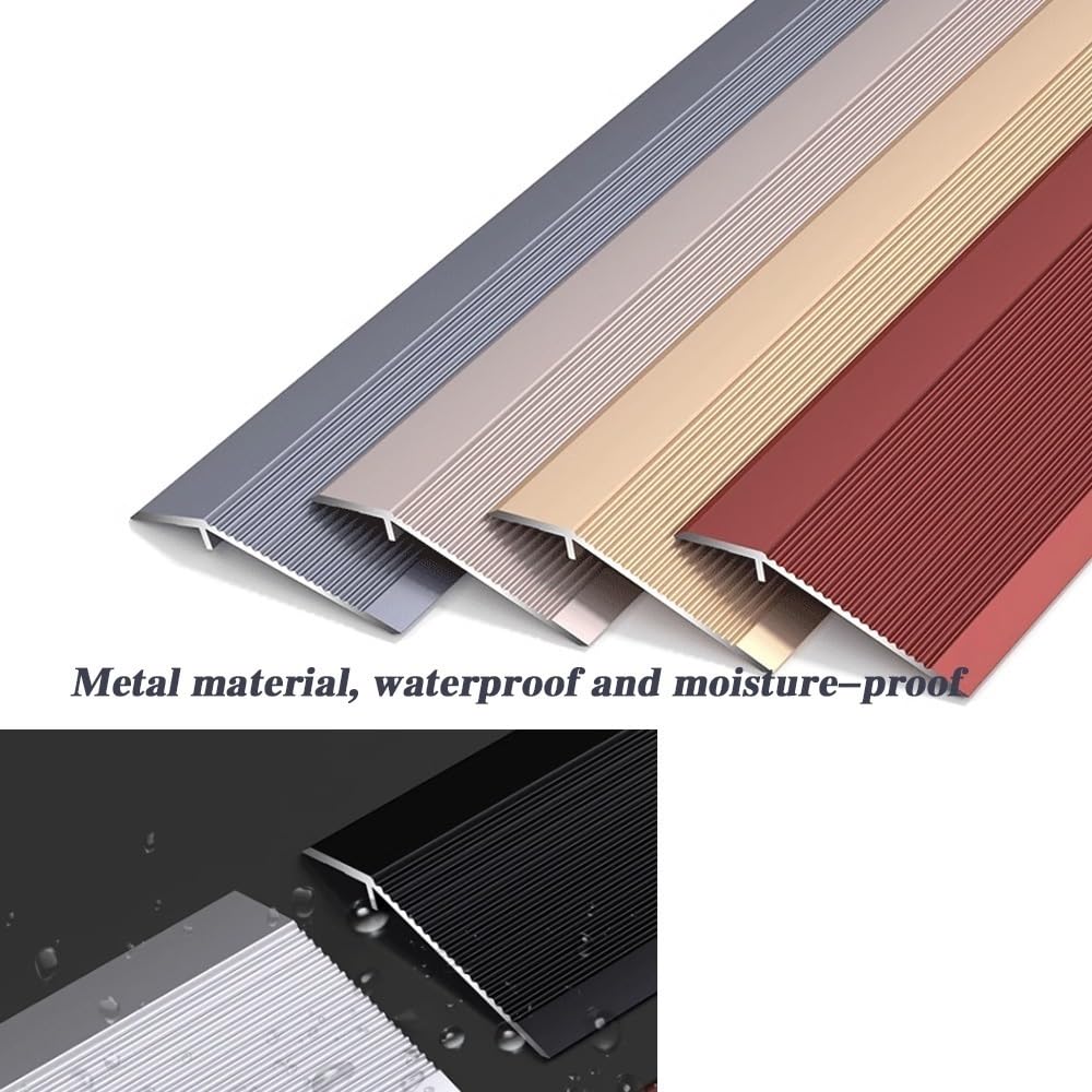 100/120cm Rampe De Seuil En Aluminium Pour Porte 1-4cm, Barre De Seuil Rattrapage Rampe D'entrée, Profilé De Transition Pour Sol Irrégulier(Rose Gold,L95cm/3.1ft)