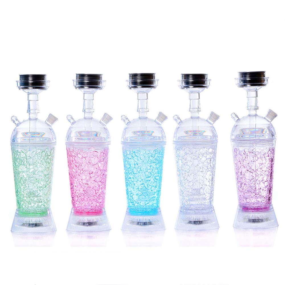 Acryl Shisha Set mit LED Licht, Shisha LED Shisha Set, Sheesha Metall Kopfhalter mit Silikonkopf und buntes LED Licht für den Rauchgenuss,Blau