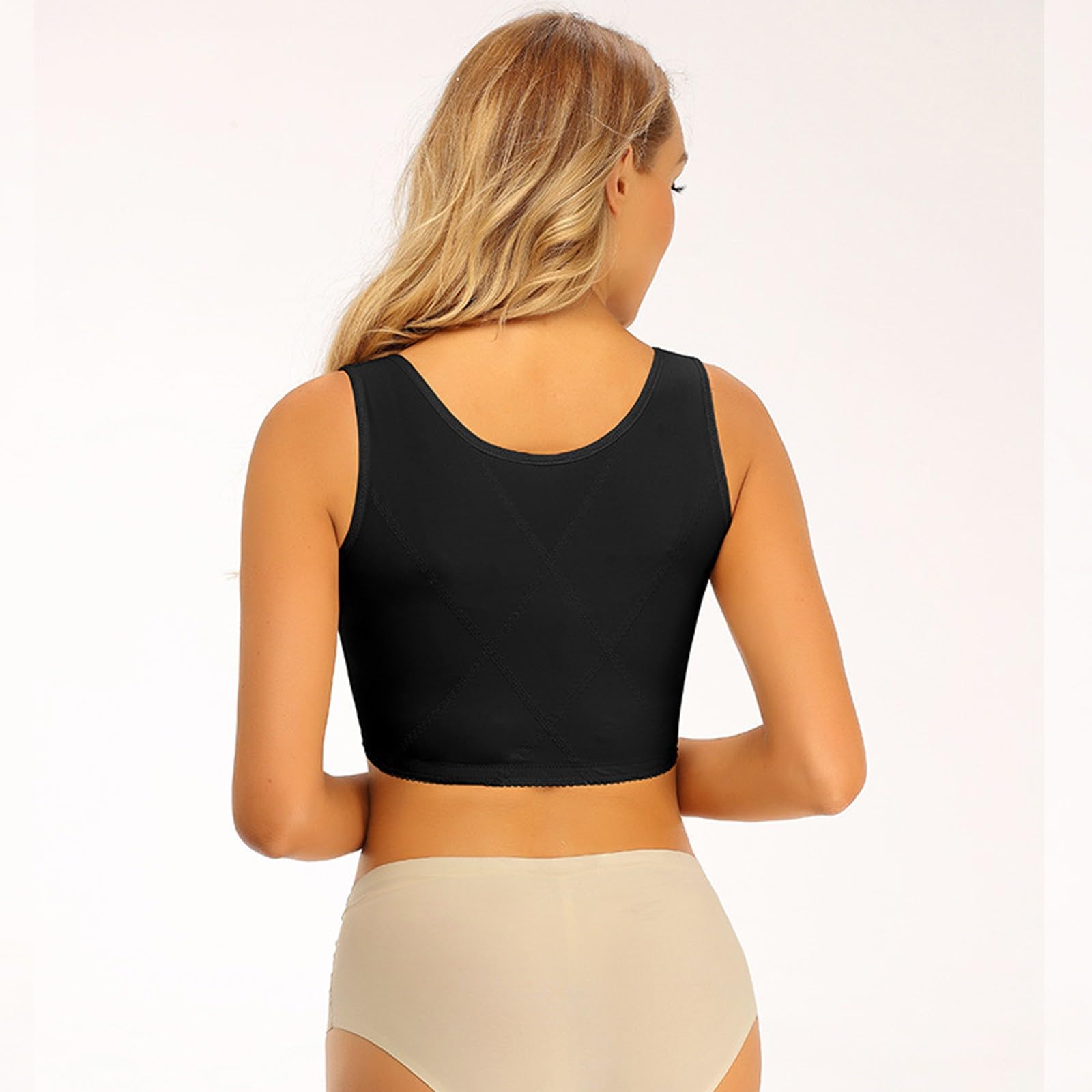 Corsetto Modellante Corpo Donna Modellante Busto, Gilet Modellante barazzarsi dei Seni Laterali Leggero-Altamente Elastico Supporto Trazione Incrociata Petto(Black,M)