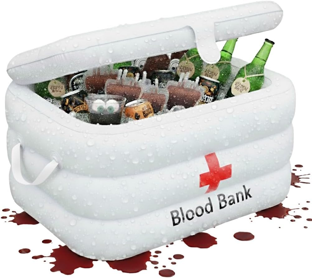 ArtCreativity Halloween Inflatable Cooler - Hospital-Inspired Inflatable Drink Cooler Holder Chills Beverage, Snacks - Blow Up Halloween Party Decorations - Nurse Graduation Decorations