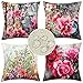 Fodera per Cuscini 40x40 Copricuscini Impermeabili Lino Colorati con Stampa Floreale Modello Copricuscini per Divano per Cortile Estate Esterno Giardino Patio Divano Casa Colonica Letto Soggiorno