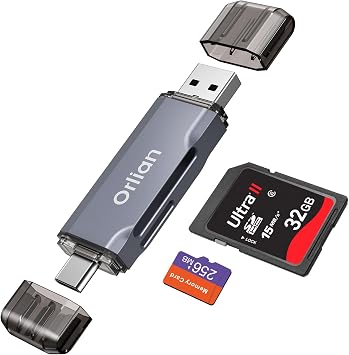 USB 3.0 SD Card Reader,Dual Slots USB 3.0 Type C to Micro SD Card Adapter, Memory Card Reader Adapter for MicroSD, SDHC, SDXC, RS-MMC, MMC, Compatible with Laptop, iPhone 16/15,MacBook Android Gray