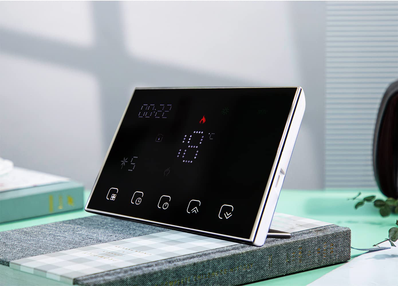RF Smart WiFi Termostato wireless Regolatore di temperatura per riscaldamento a pavimento Funzionamento elettrico con Alexa Google Home, LED Matrix Light Display,16A 2AA batteria