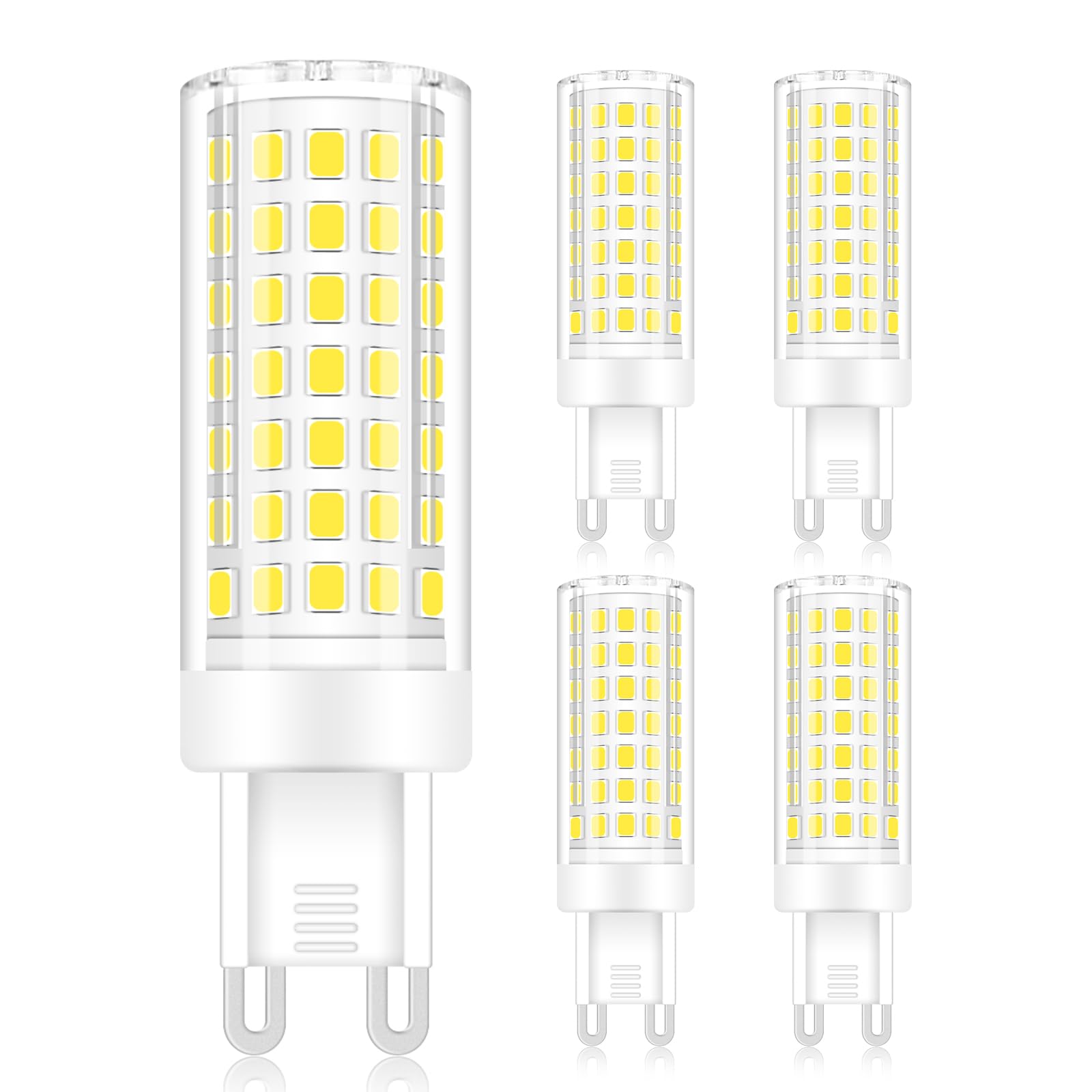 TRIJZHOU G9 LED Lampen Kaltweiß, LED Leuchtmittel 9W entspricht 75W-80W Halogenlampe, 900 Lumen, Nicht dimmbar, Kein Flimmern, AC 220-240V, Energiesparende Glühbirne-5 Stück