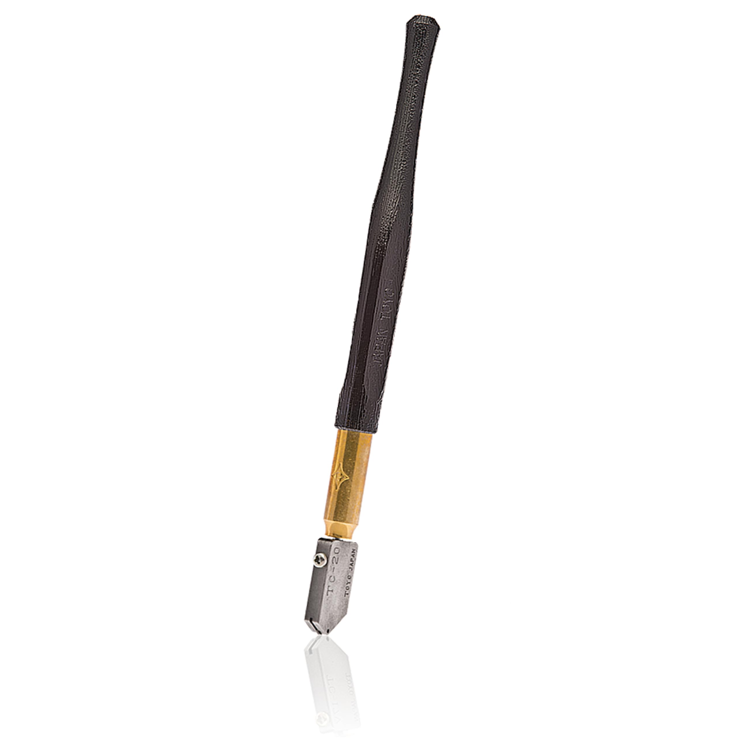 TOYO TC20 Dry Wheel Supercutter Glass Cutter Straight Blade | Lightweight Contoured Woodgrain Handle | Smooth Rolling Supercutter | Made in Japan