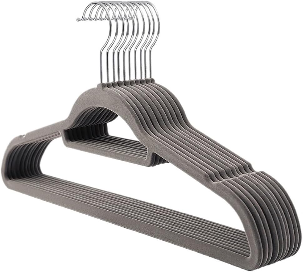 Flocking Hangers Non Slip Felt Clothes Hanger ABS Plastic Adult Hanger for Coats Pants Dress for Scarves(A,10pcs)