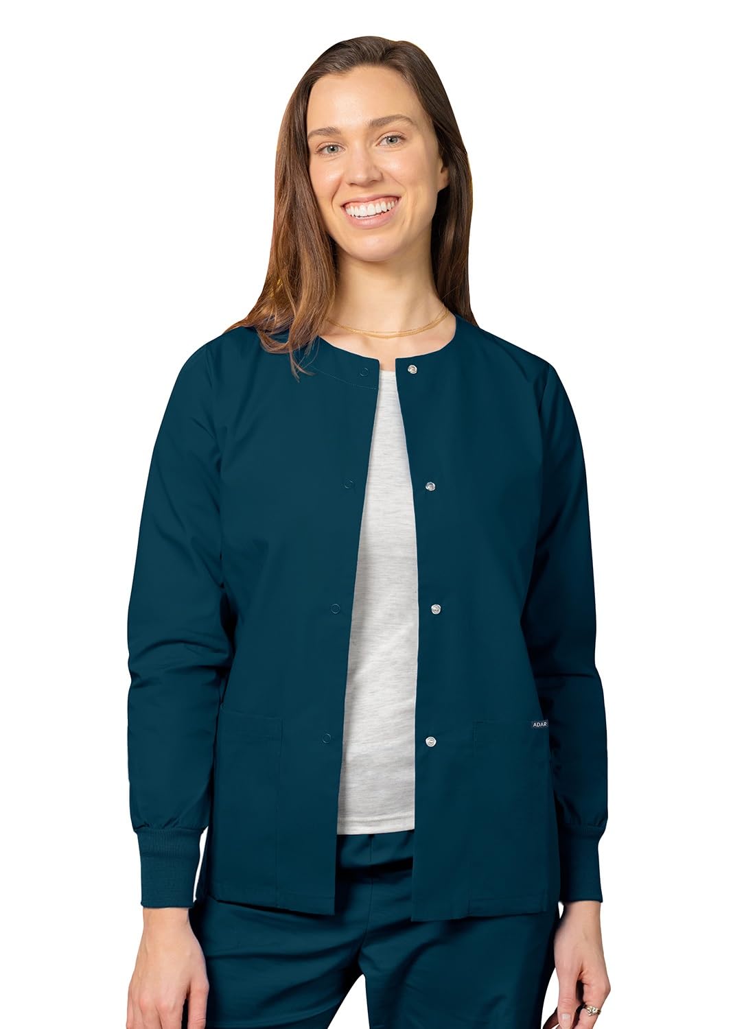 Adar Universal Damen Pflegebekleidung - Medizinische Rundhals Aufwärmjacke