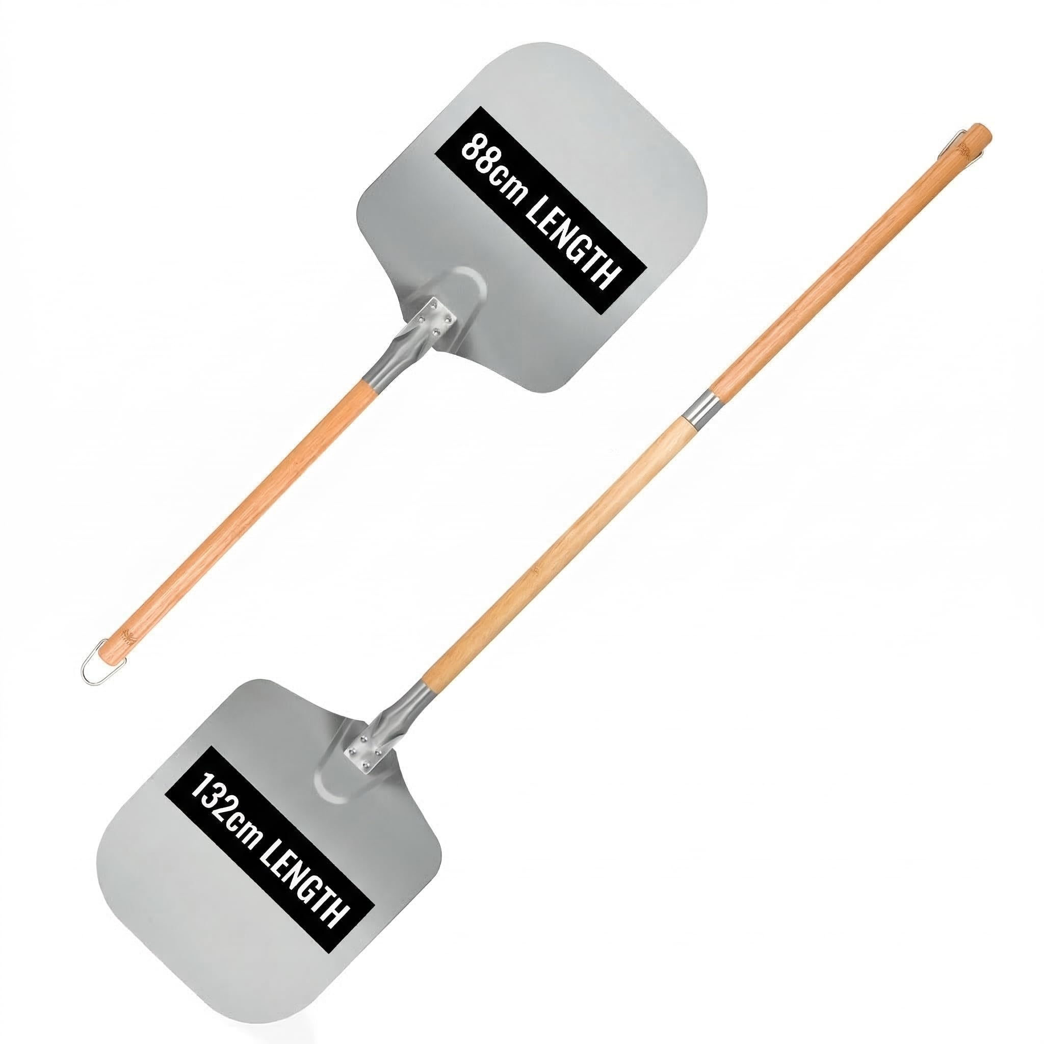 Dan&Co Pizza Peel 12 pulgadas, paleta de metal de longitud ajustable | Seleccione 89 cm de Largo o 45 cm de mango de madera desmontable, aluminio antiadherente, pala de pizza de fácil almacenamiento | Pala de aluminio, 45 cm o 89 cm de largo con asas desm