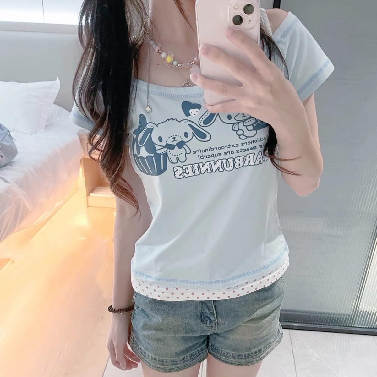 Kawaii Cutecore Harajuku Y2k 2000s Tops Summer Preppy Aesthetic Alt Goth Emo Short Sleeve Graphic Tees - Image 3