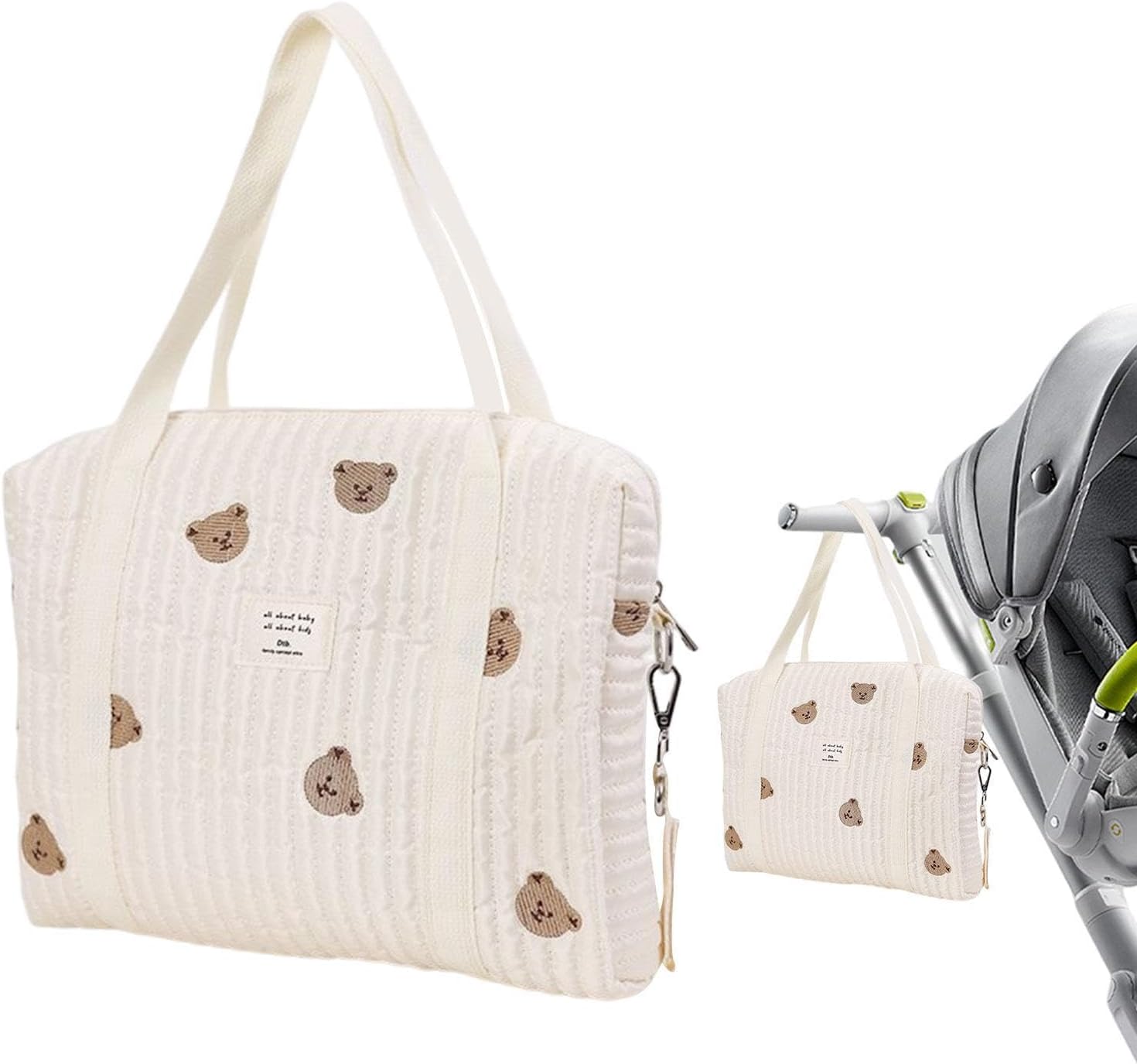 Stylish Large Capacity Nappy Changing Tote, Multifunction Multisize Maternity Bag, Quilted Cotton Cute Diaper Bag