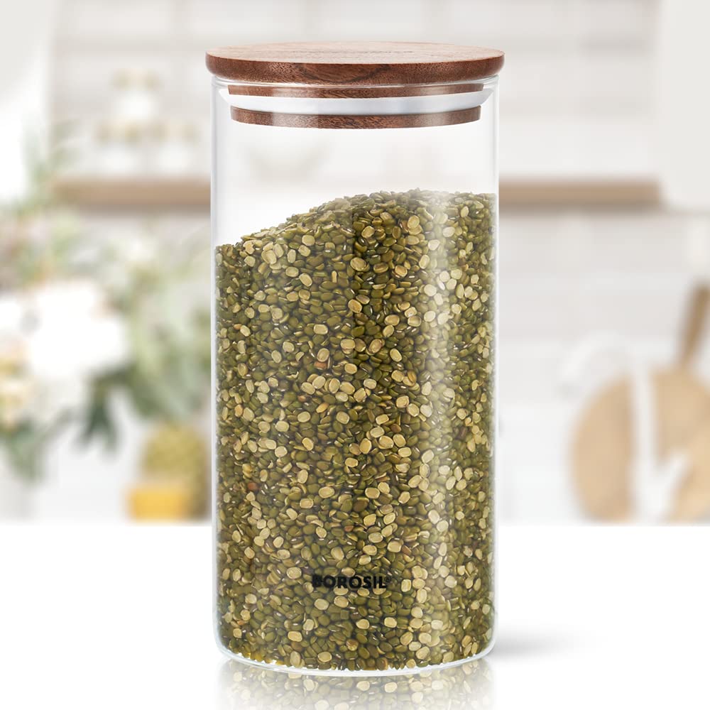 Borosil Classic 1.2 L Storage Jars with Wooden Lid, for Storing Condiments, Nuts, Mukhwaas (B0BR847T5Z) Amazon Price History, Amazon Price Tracker