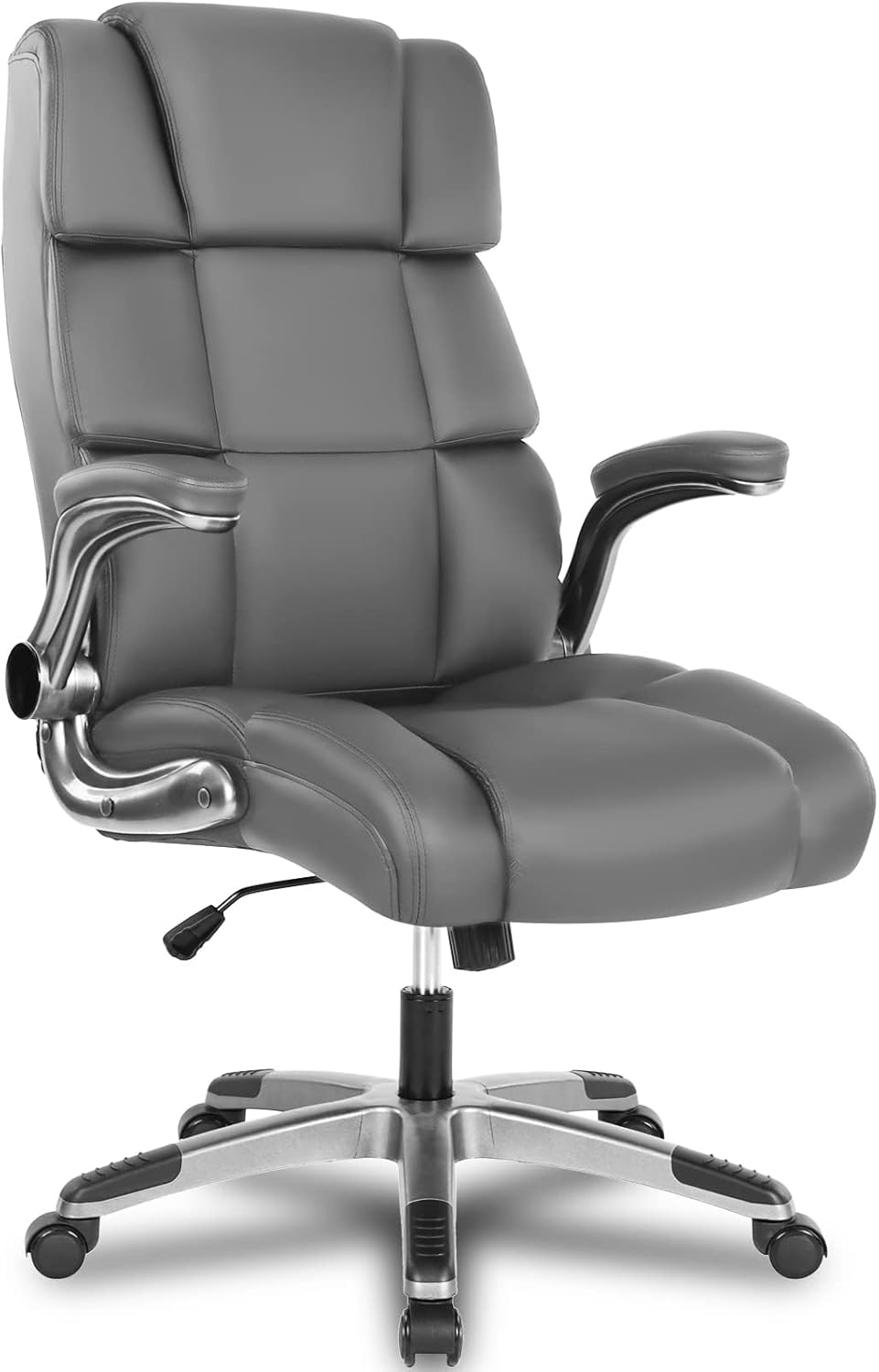 Executive Desk Chair with Wheels, High Back Ergonomic Leather Office Chair with Flip