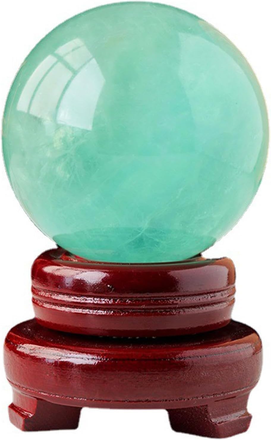 CBQZCHWDKT Gem Small Fluorite Crystal Ball Green Purple Quartz Stone with Decorative Wooden Stand for Home Decor, crystal-6cm