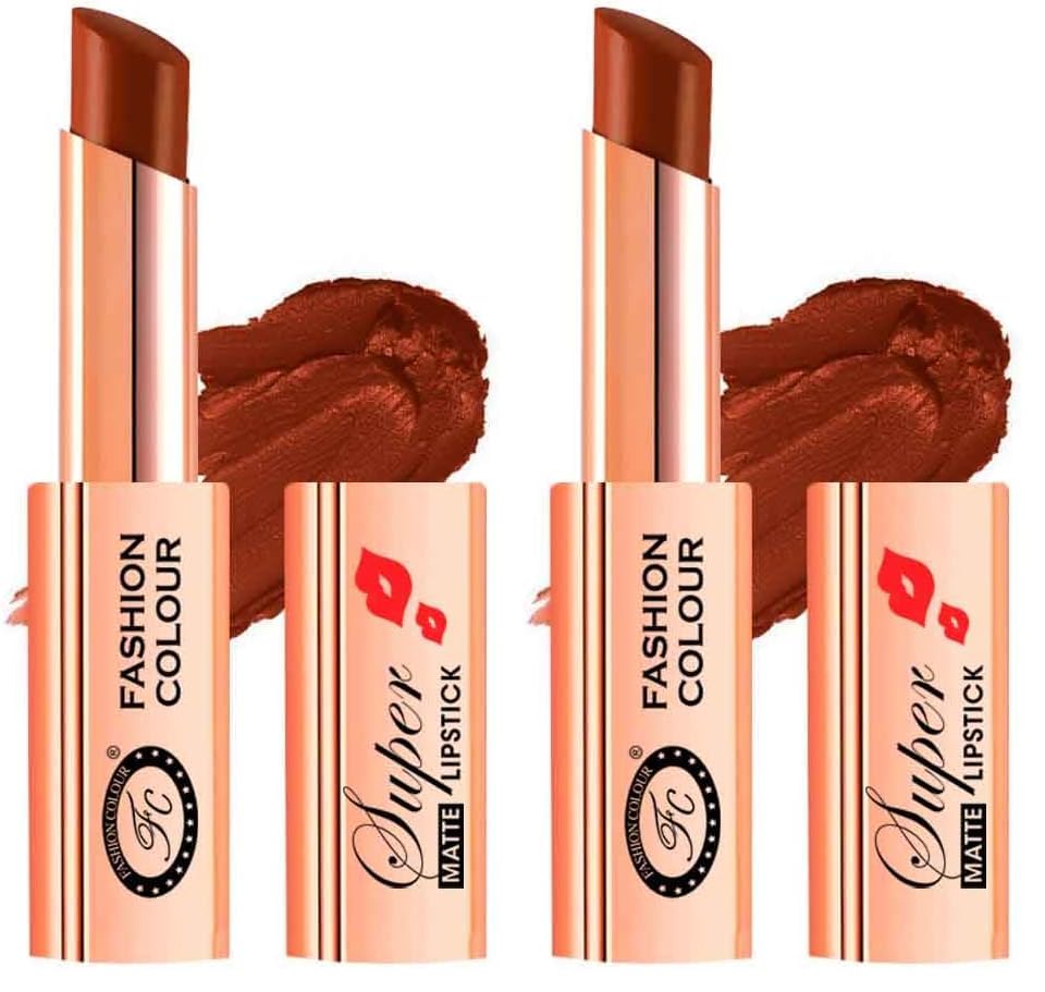 Image of Fashion Colour Waterproof and Long Wearing Premium Super Matte Lipstick, For Glamorous Look, 4g (Shade 07 (Plum Kiss)) (Pack of 2)