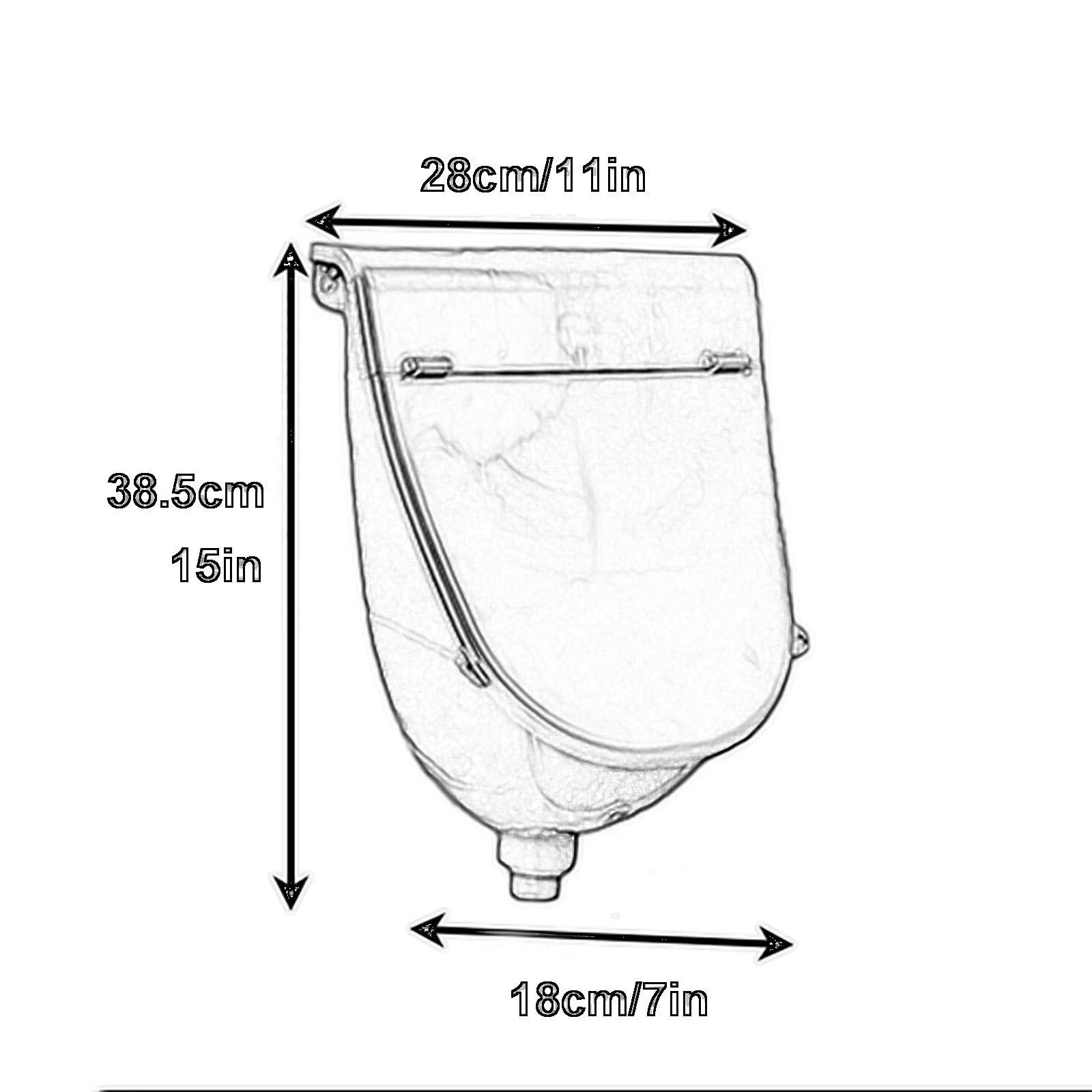Urinario seco de Pared con válvula de Descarga Manual, Ideal para Garaje, cobertizo y Patio Trasero.