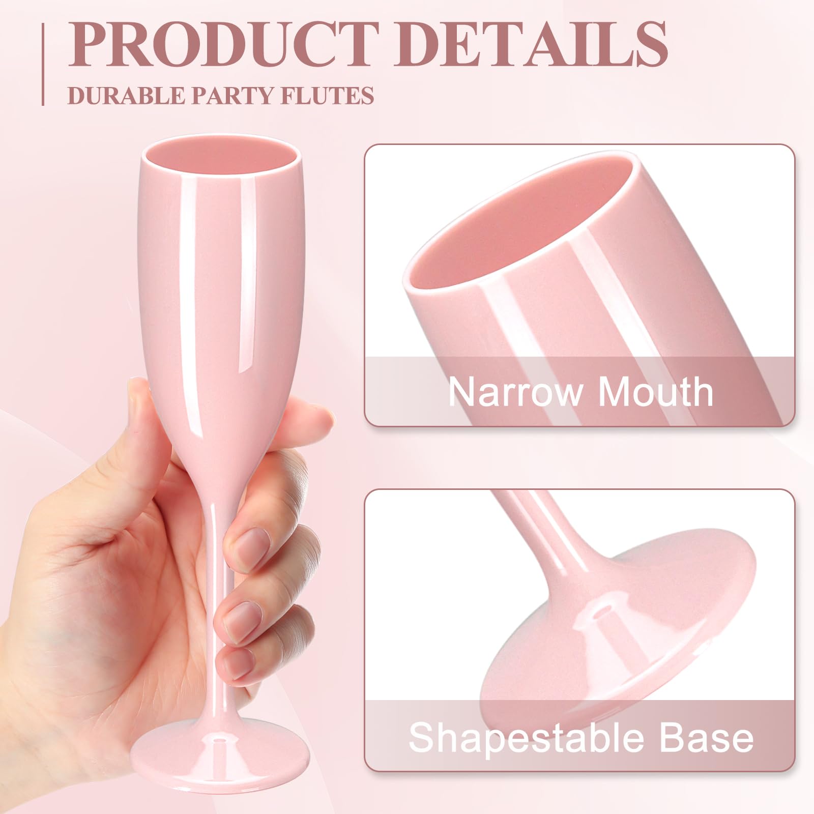 Lot de 12 flûtes à champagne réutilisables en plastique incassable pour mariage, Noël, fête d'anniversaire - 153 ml