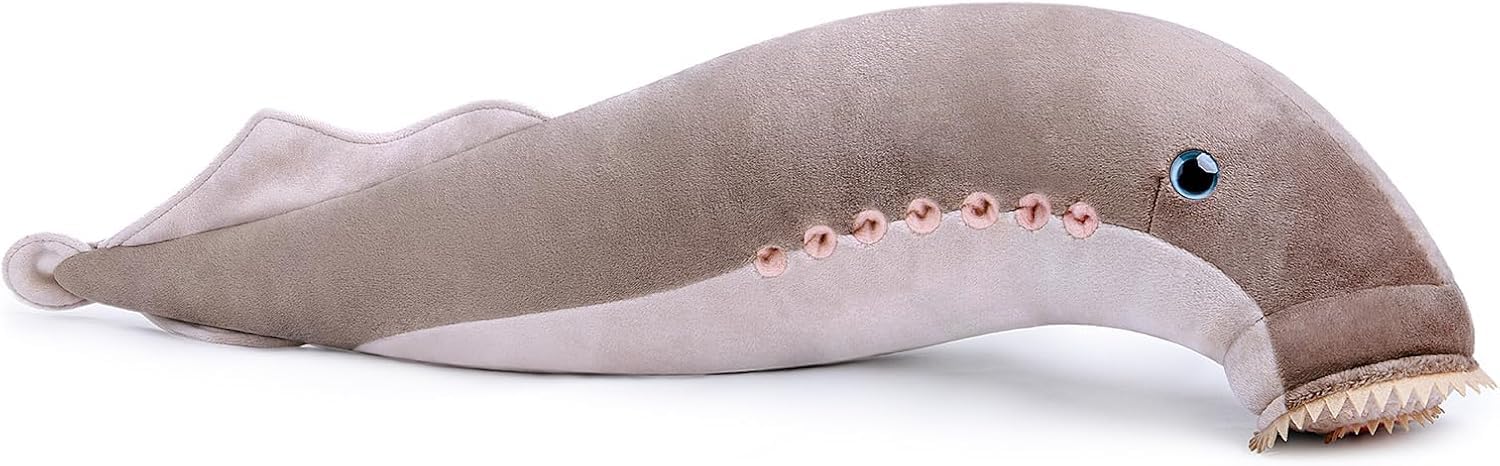 Tiny Heart Realistic Lamprey Animal Plush Toy 20.4in, Soft Lamprey Plush Toy Simulation Series, Cambrian Ancient Lamprey Plush Toy Doll Pillow for Kids and Wildlife Lovers,Brown