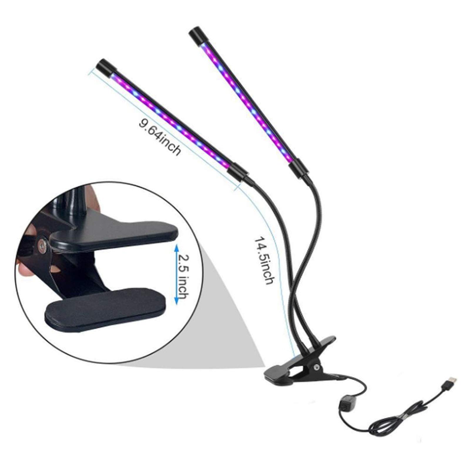 Luz de Cultivo de Plantas de 80 W, luz de Planta LED de Doble Cabezal, 9 Niveles Regulables, 3 Modos de Temporizador (3H/9H/12H), Utilizada para la germinación de Plantas, floración a Fruta
