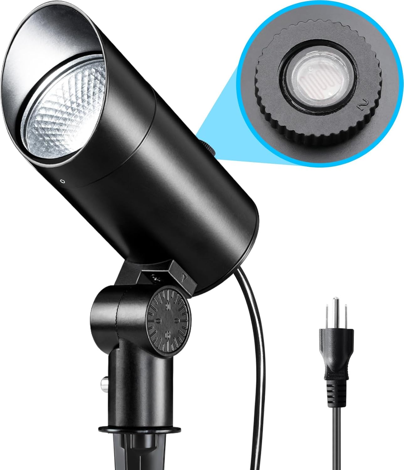 SUNVIE 30W Spot Lights Outdoor 5000K Dusk to Dawn Flag Pole Light 120V Plug in Landscape Spotlight with Photocell Sensor Ultra Bright Bullet LED Spotlight for Yard Garden Tree Statue 1 Pack-Dusk to Dawn Daylight White (5000K)