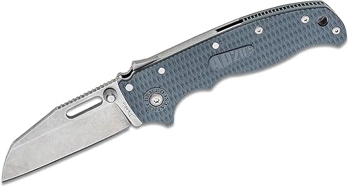 Demko Knives AD 205 Shark Lock - Cuchillo plegable AUS10A AD205 con mango de griva pie de tiburónhoja de punta de clip escala gris lavado de piedra