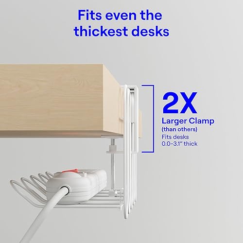 Miniatura 4 de CarryUp - Bandeja de cables para debajo del escritorio, abrazadera de gestión de cables sin taladro, organizador de cables de computadora, soporte y