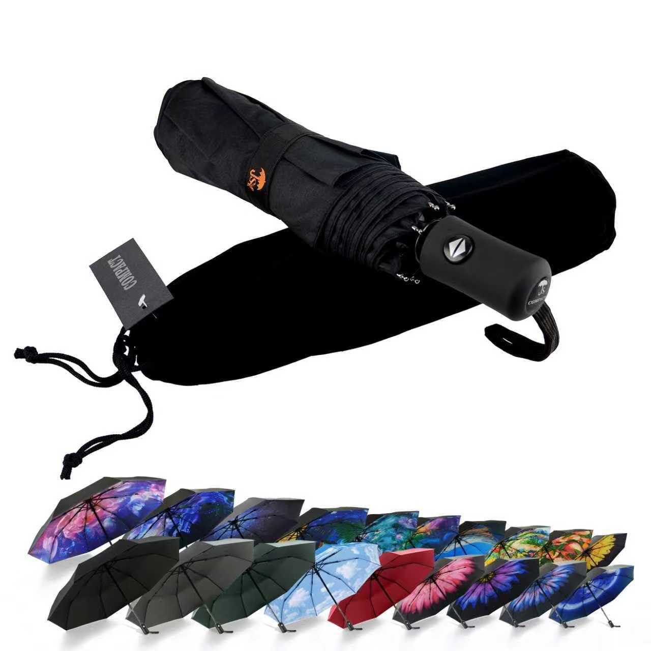 SY COMPACT Travel Umbrella Windproof Automatic Umbrellas Small Compact UV Sun Protection Factory Outlet Umbrella