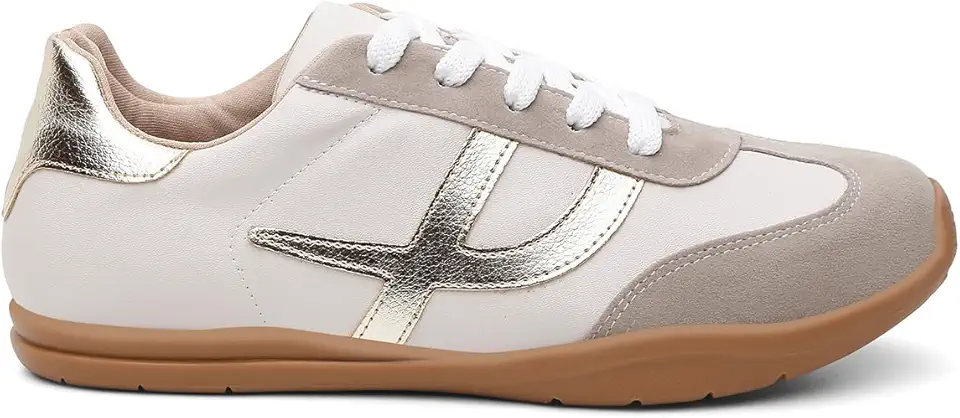 Tênis Feminino Casual Vicerinne Virginia Branco e Dourado Urbano Moda Blogueira