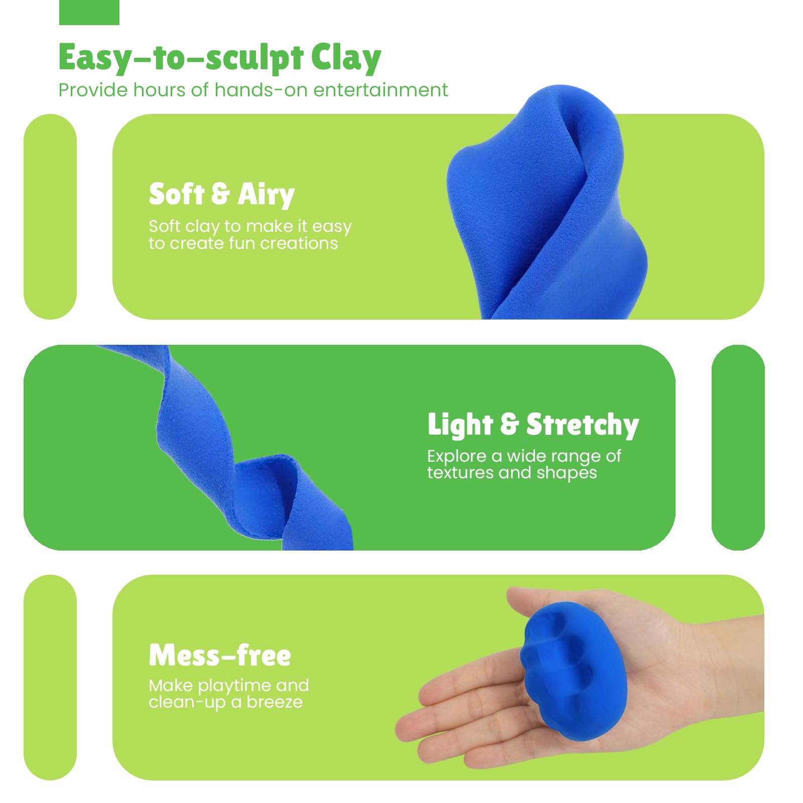 Air Dry Clay for Kids, Air Dry Clay Kit 12 Cans with Sculpting Tools and Tutorials, Soft, Safe and Non-Toxic Modeling Clay for Kids, Magic Molding Clay Set for Boys & Girls Crafts