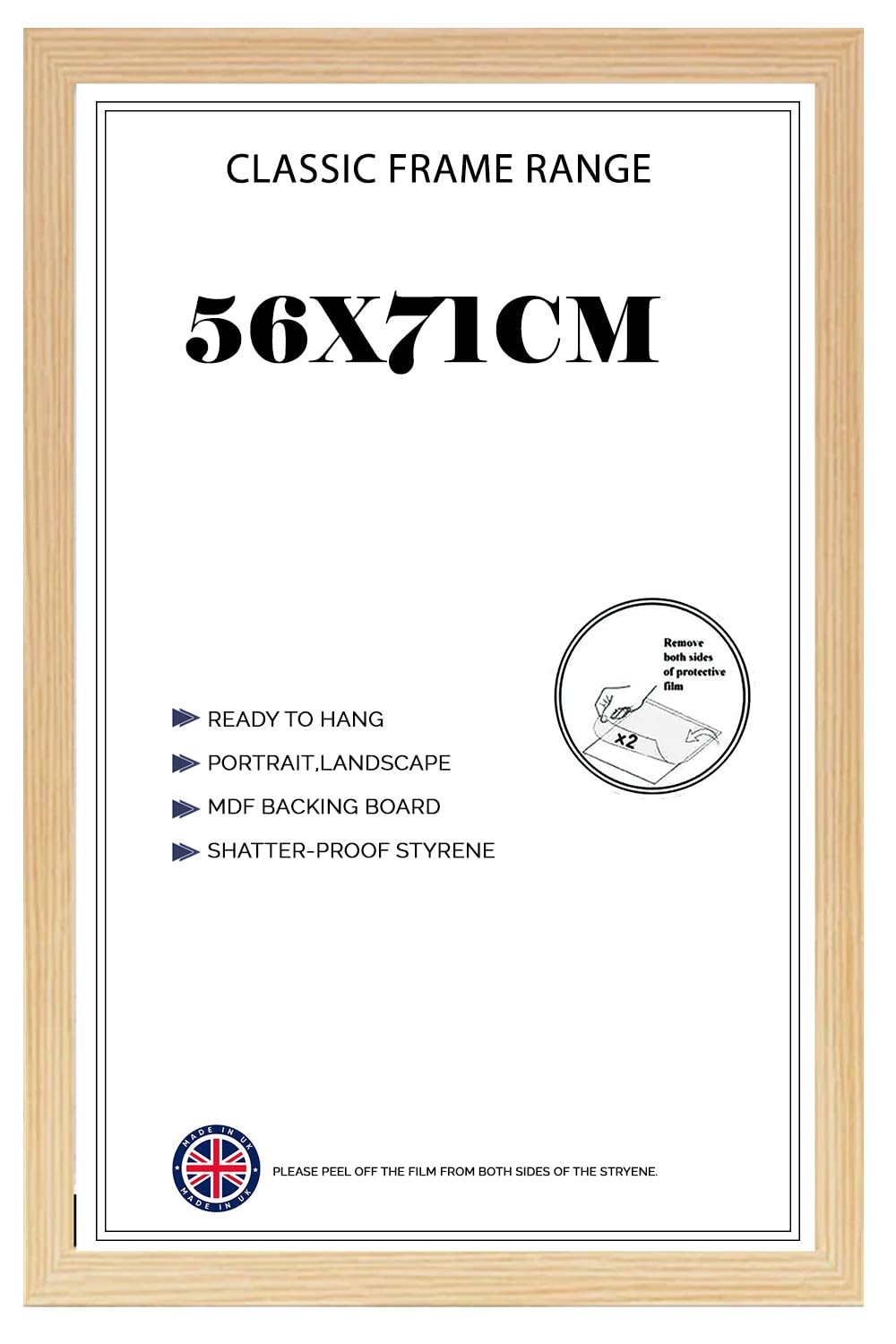 Modern Wide Poster Frame 56x71cm MDF HD Clear Front Jigsaw Puzzle Portrait or Landscape Pine โ image 1