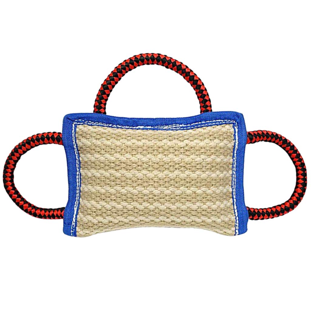 Incdnn3 Handles Tough Jute Dog Bite Pillow Linen Dog Tug Toy Aggressive Chewers Biting Pad Interactive Pull Chew Toy