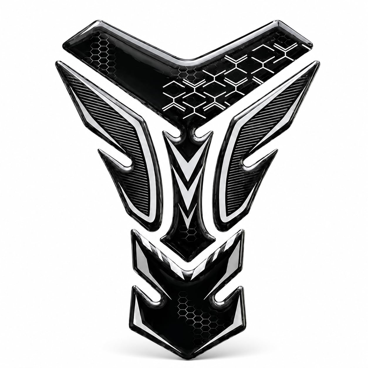 universal motorcycle 3d gel tank pad protector, black silver fuel tank sticker with textured grip, scratch resistant tank protector for bike and commuter motorcycle