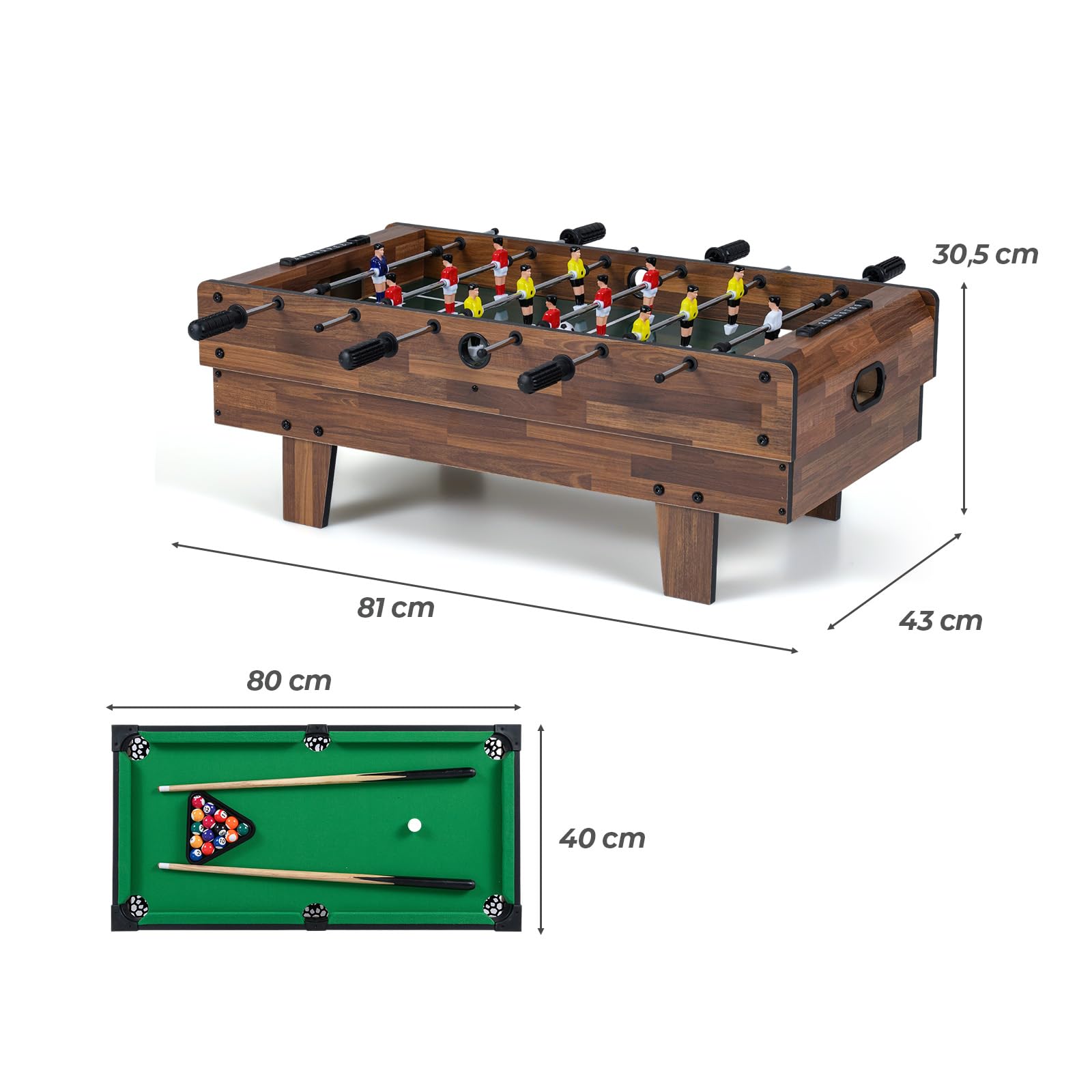 GOPLUS 4 en 1 Table Multijeux Pliante, Table Babyfoot Air Hockey Ping-Pong Billard, Jeu Multiple en PP+MDF avec 81,5x43x29,5CM (Marron)