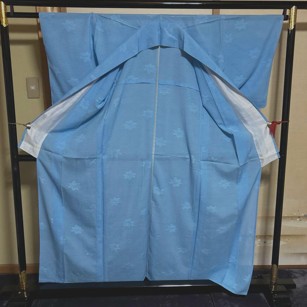 未使用 新品 正絹 紋紗 色無地　薄物 空色 着物単品 美品　地紋入り　裄66 正絹 紋紗 色無地 薄物 空色 着物単品 地紋入り 裄66 着物 色無地