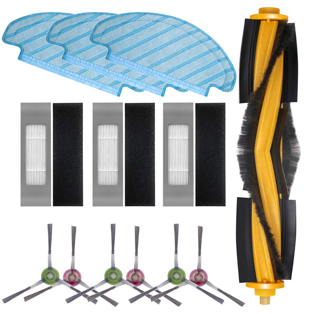 Photo 1 of 13pcs/Set Replacement Parts Compatible With OZMO T8 Series MAX AIVI POWEWR Robotic Vacuum Cleaner (1 Multi-Surface Rubber Brushes,3 Filters,3 Mop Cloth,6 Corner Brushes)