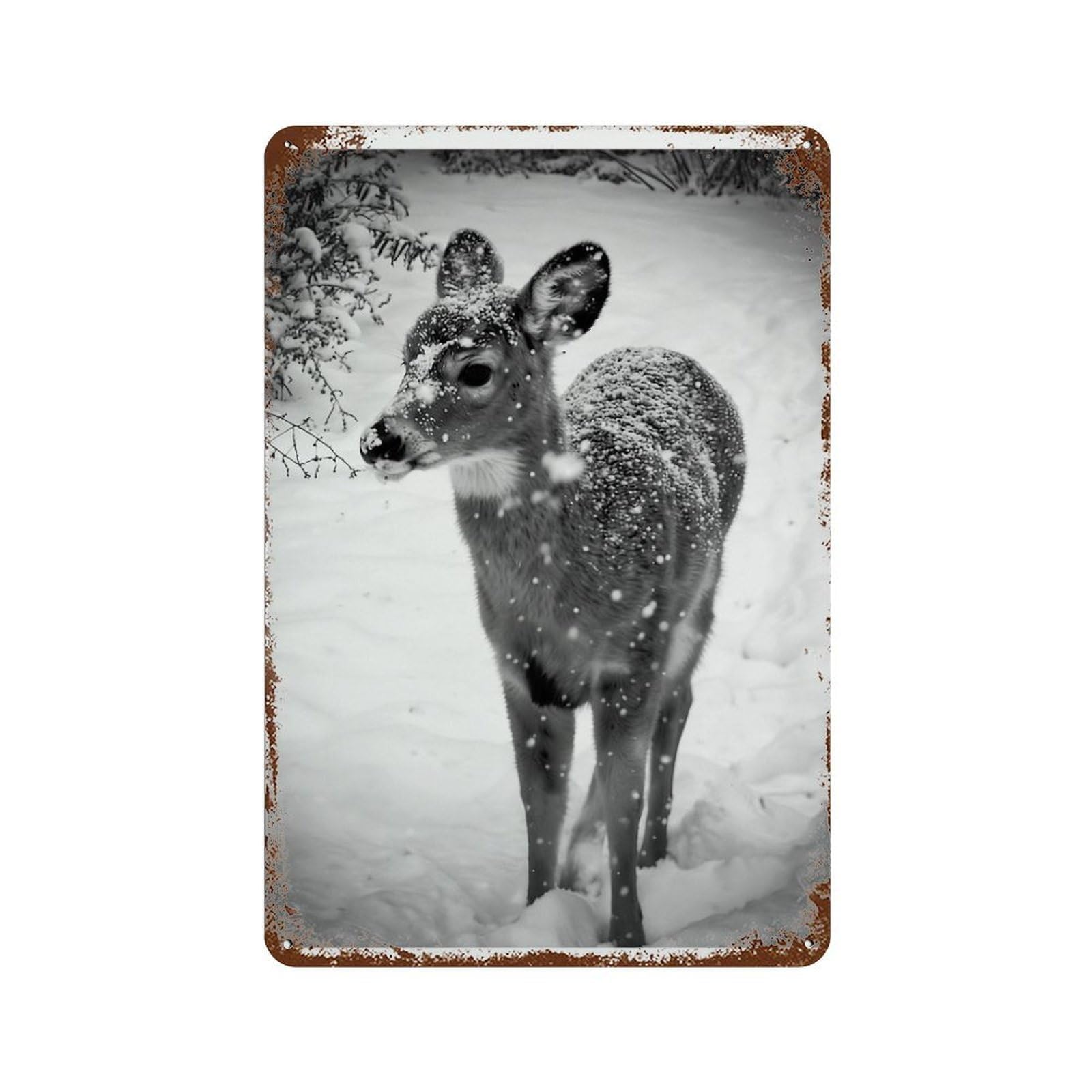xiaoxiaoshen Reindeer in Snow Print Wall Decor Art Metal Tin Poster Modern Home Decor Art Home Bar Shop Decorations Vintage Sign 30x20cm