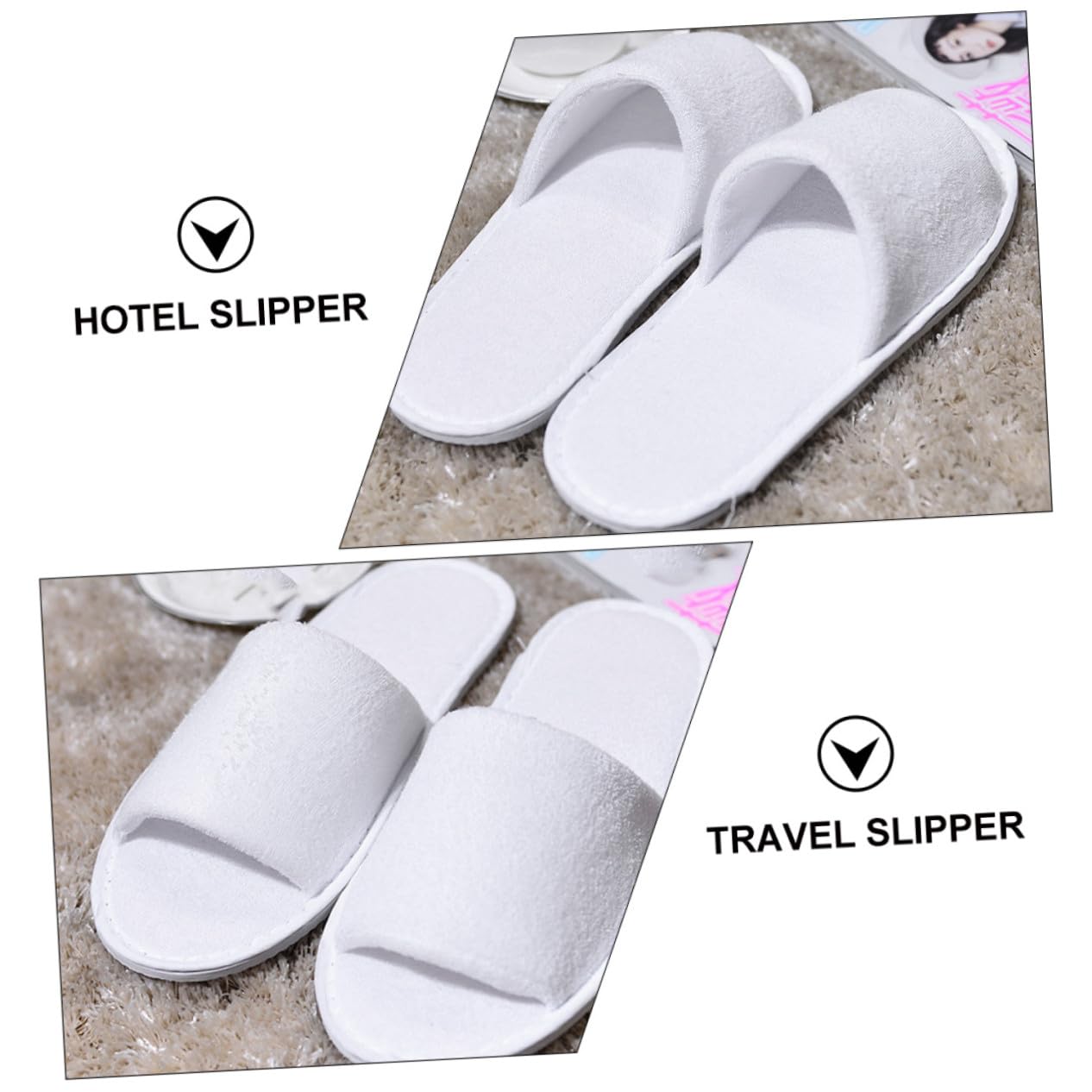 Pantofole Monouso Bianco per Hotel e Viaggio, 10 Paia di Ciabatte Comode Suola Elastiche per Ospiti, Scarpe Aperte Antiscivolo