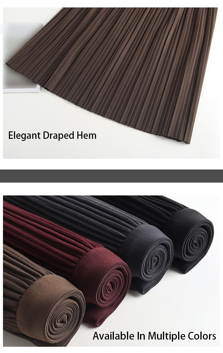 Faldas Plisadas Lana para Mujer Otoño Invierno Elegantes Informales Elásticas Cintura Alta Elegantes Drapeadas Corte a Acampanadas Maxifalda Lana para Mujer